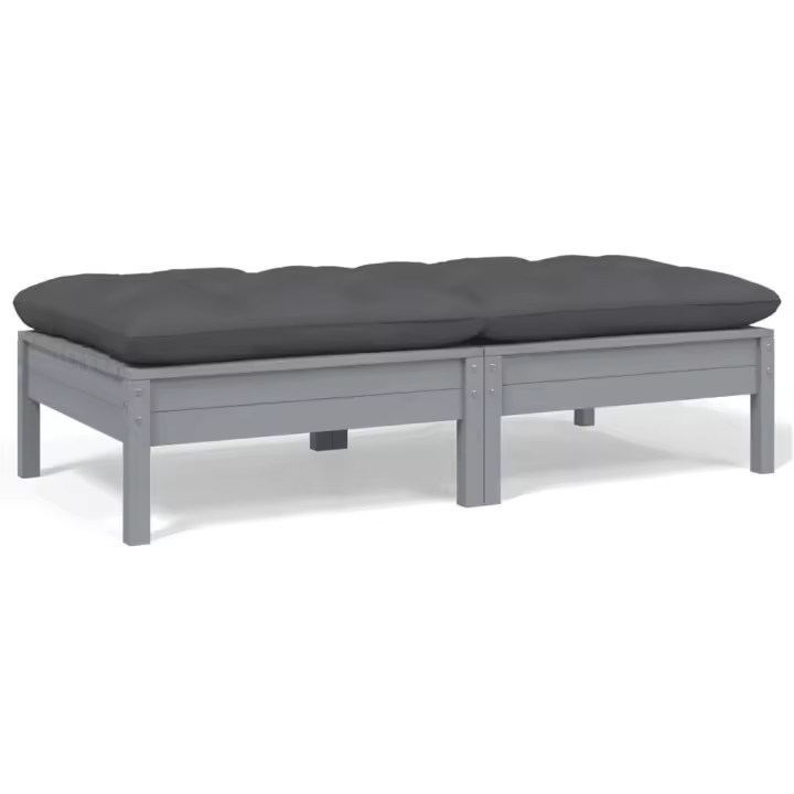 vidaXL Sofá de jardín de 2 plazas madera maciza pino con cojines Marrón y gris, Natural y crema, Blanco Conjunto Terraza Muebles Jardín Exterior Juego de Muebles de jardín Mueble Jardín Exterior Muebles de Salon Exterior - 1