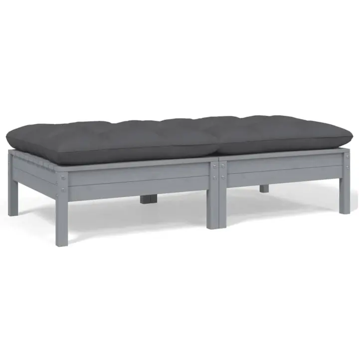 vidaXL Sofá de jardín de 2 plazas madera maciza pino con cojines Marrón y gris, Natural y crema, Blanco Conjunto Terraza Muebles Jardín Exterior Juego de Muebles de jardín Mueble Jardín Exterior Muebles de Salon Exterior - 1