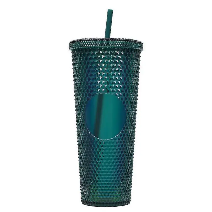 Taza plástica 710ml con Tapa y La Paja, Taza de café Helado reutilizable, del Smoothie Taza, laser transparente Taza - 1