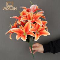 Ramo De Lirio Blanco Artificial De 9 Cabezas Decoración Floral Sintética Para El Hogar Regalo De Fiestas Y Bodas - details 1