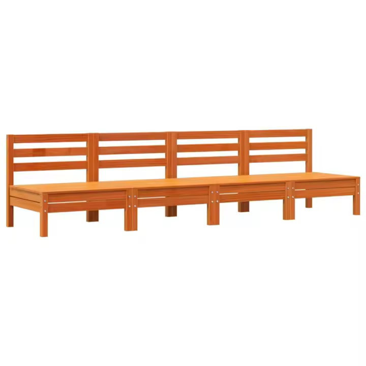 vidaXL Sofás de jardín sin reposabrazos 4 uds madera maciza Douglas Marrón cera, Douglas natural, Impregnado natural Conjunto Terraza Muebles Jardín Exterior Juego de Muebles de jardín Mueble Jardín Exterior Muebles de Salon Exterior - 1