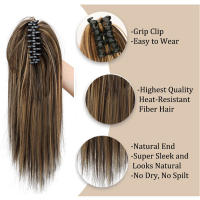 H&STAR Extension De Cabello Sintético 16 Pulgadas Clip En Cola De Caballo Recta Fluffy Elegante Para Mujeres Fibra De Alta Temperatura - details 2