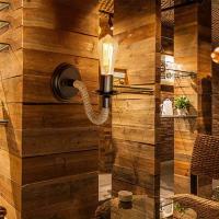Lámpara De Pared Vintage Con Cordón De Henequén Y Madera Para Interior Y Exterior Estilo Industrial E27 Sin Bombilla - details 2