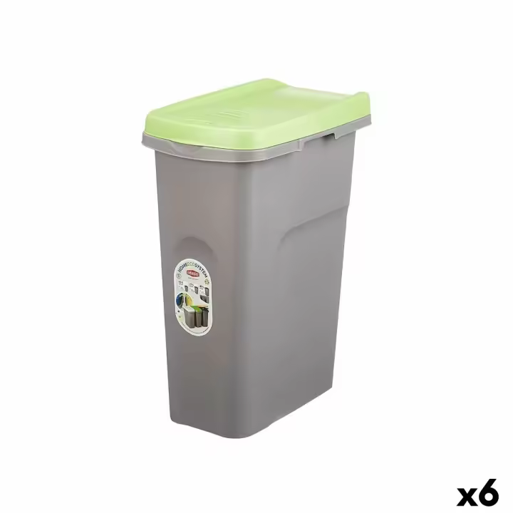 Papelera Stefanplast Verde Gris Plástico 25 L (6 Unidades) - 1