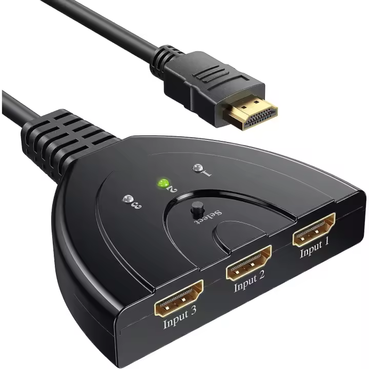 FGNS. HDMI(4K) Switch 3 en 1,3-Puerto Conmutador HDMI 4K, 3x1 Switch, HDMI Automático, Selector Switcher UHD HDR 3D Full HD 1080p HDCP, 3 entradas, 1 Salida Divisor HDMI Splitter - 1