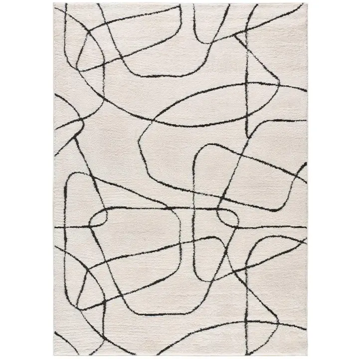 ATTICGO Alfombra de Interior Estilo Geométrico en Blanco - BLANCHE 8522 | 140X200, 120X170, 80X150, 160X230 cm - 1