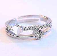 Anillos Mujer Plata de Ley 925 Anillo de Corazón Ajustable - details 2