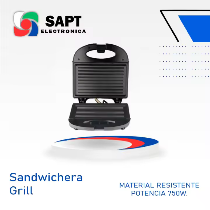 SAPT Sandwichera Eléctrica 750W – Placas con Corte Preciso – Diseño para Sándwiches Perfectos  y Grill– Fácil de Usar y Limpiar – Indicador Luminoso – Compacta y Segura para Cocina - 1