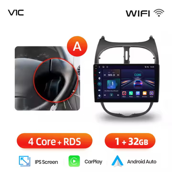 Junsun AI Voice Car Radio Stereo For Peugeot 206 CC SW 2001 2002 2003 2004 2005 2006 2007 2008 Car Auto Radio Built-In Wireless Carplay For Apple & Android Auto Automotive Multimedia Touch Screen 360 camera Car Intelligent Systems With GPS Navigation - 1