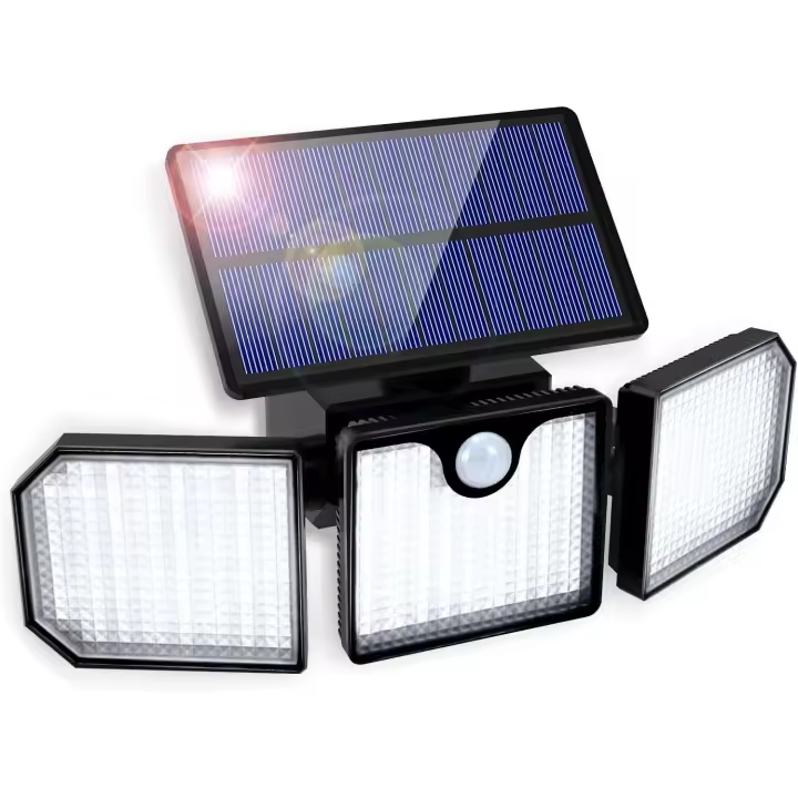 Lámpara solar mural exterior con detector de movimiento, 3 puertas para garaje y jardín, efecto luminoso - 1