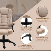 Sillón de Oficina con función de masaje por vibración, Sillón de Oficina ergonómico con función de Caldera, Función reclinable, Sillón de dirección regulable en Altura a Distancia, Bolsos laterales, Acabado en Lino, marrón - details 2