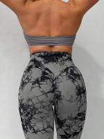 Pantalones De Yoga De Cintura Alta Sin Costuras Con Glúteos En Tie-Dye Para Mujer Elasticidad Fitness Leggings De Nylon - details 1