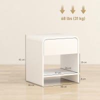 HOMCOM Juego de 2 Mesitas de Noche Nórdicas, Mesillas de Noche con Esquinas Redondeadas, Cajón y Estante Abierto, Mesita Auxiliar para Salón, Dormitorio, 40x35x45 cm, Blanco - details 2