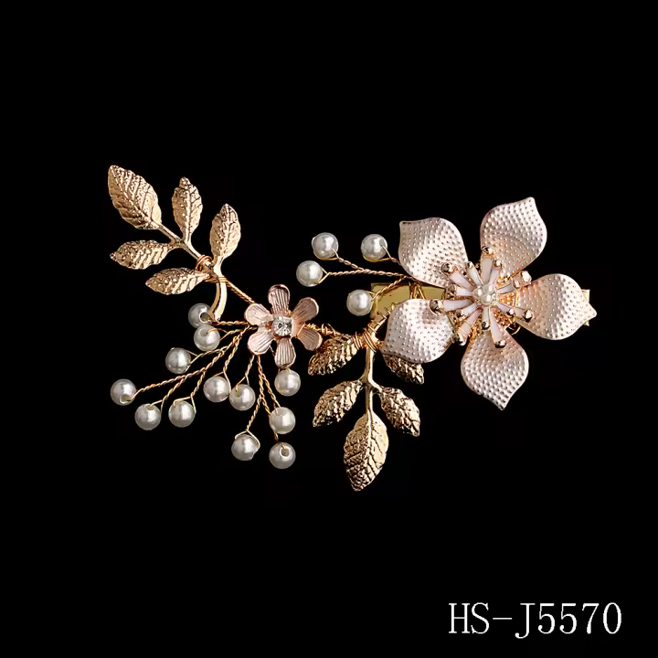  Clip De Pelo De Novia Con Cristales Y Perlas Florales Accesorios De Cabello De Moda Para Mujer Barretta De Boda Joyería De Cabello Para Damas De Honor - 1