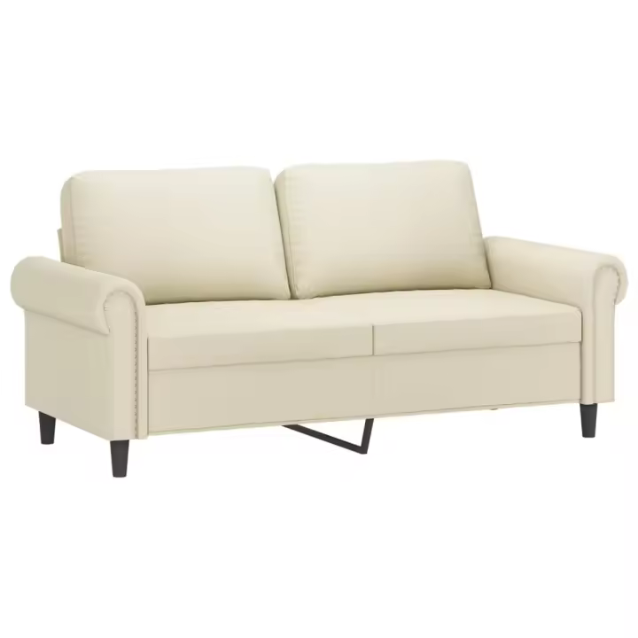 vidaXL Sofá de 2 plazas de cuero sintético color crema 140 cm - 1