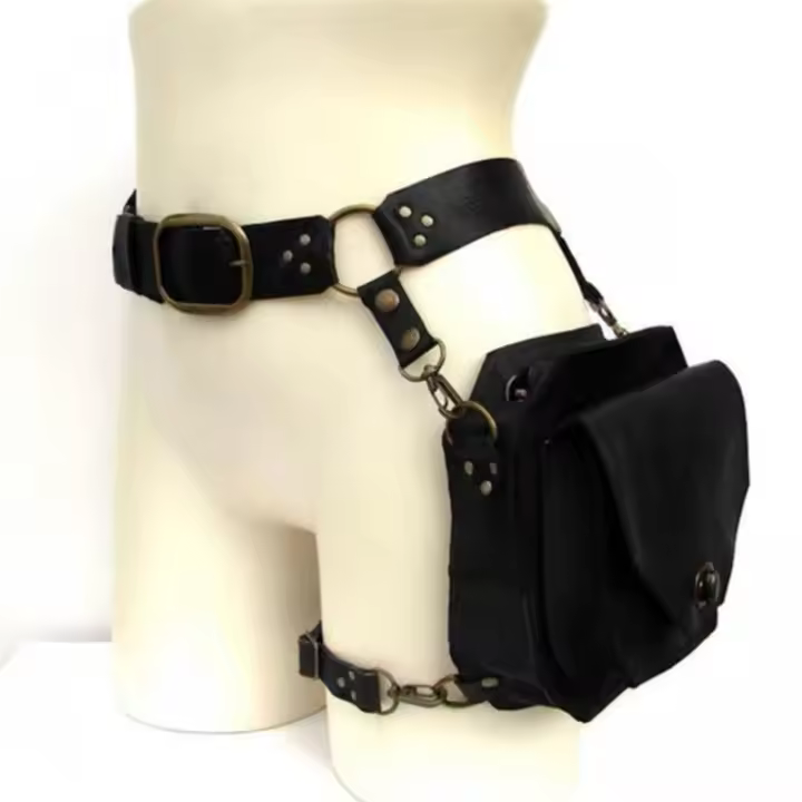 Bolsa De Cintura Punk Retro PU Para Mujer Múltiple Función Casual Small Square Hip Packs Bolsillo Para Teléfono Al Aire Libre - 1
