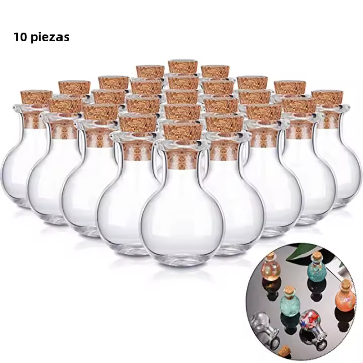 10Pcs Botellas De Vidrio Pequeñas Miniatura Botella De Hechizo Con Tapa De Madera Para Bodas Y Decoración De Hogar - 1