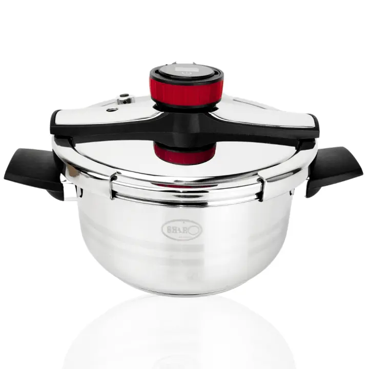 Olla a Presión Super Rápida Shiro 6 y 8 Litros con Temporizador Digital – Acero Inoxidable 18/10 Válvulas de seguridad, valido para todo tipo de cocina y Full inducción - 1