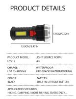 Linterna LED De Alta Potencia Recargable Con Luz Lateral Y 3 Modos De Iluminación Para Camping Y Aventuras Al Aire Libre - details 9