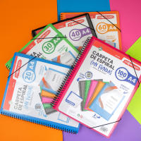 Carpeta 100 Fundas Espiral Negra A4 Quijote Paper World y Starplast. Colores Pastel y Flúor - details 4