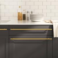 vidaXL Tiradores para armarios 5 uds acero inoxidable 480 mm en color Negro/Dorado/Bronce | almacenamiento funcional diseño moderno para baño dormitorio sala - details 1