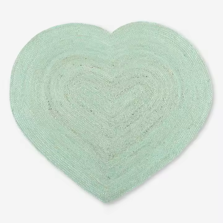 LINEA PARALELA Mantel Individual de Yute Hecho a Mano Corazón Aguamarina 45x55 cm - 1