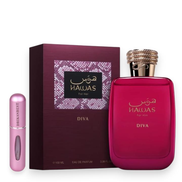 Rasasi Hawas Diva Eau de Parfum Mujer 100ml + Atomizador Recargable 5ml Drikanbest de Regalo – Perfume Árabe Dulce y… — oferta en Miravia