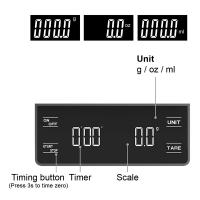 Báscula De Café Precisión Alta 3kg/0.1g Con Pantalla LCD Retroiluminada Y Timer Accesorios De Cocina Digital ABS+Silicona - details 13