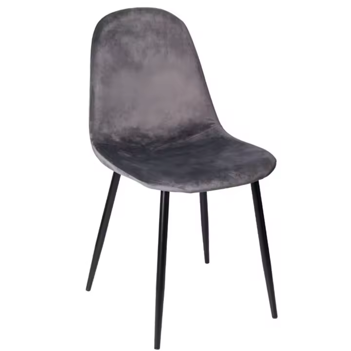 Silla Teok Black Terciopelo - Gris oscuro - 1