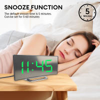 Reloj De Alarma Digital LED Con Espejo Pantalla Curva Para Estudiantes Dormitorio Sala De Estar Oficina Escuela Función De Sueño Temperatura - details 8