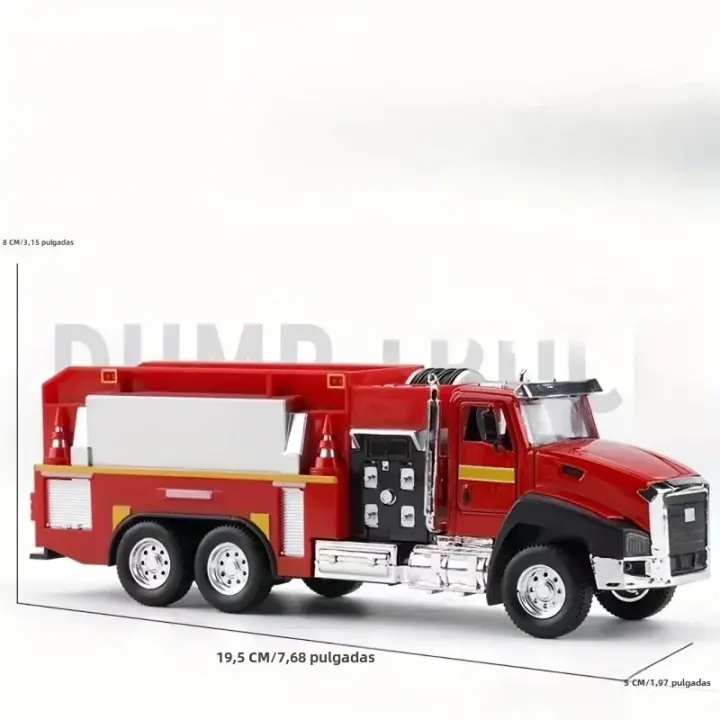 Camión De Incendio Clásico Juguete De Transporte Con Retroceso Y Riega Vehículo Modelo Decoración De Escritorio Regalo De Cumpleaños Para Niños Edad 4-12 Años Material Metálico - 1