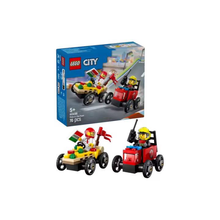 LEGO City 60458 Pack de Coches de Carreras: Pizza vs. Camión de Bomberos contiene 70 piezas - edad 5+ años 25L60458 - 1