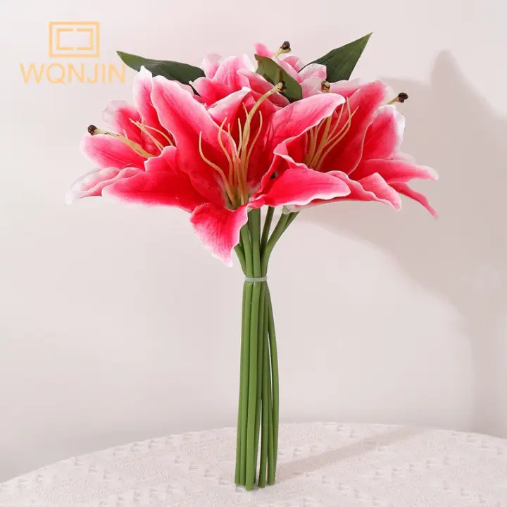 WQNJIN 11 Cabezas De Lirio Blanco Artificiales Para Boda Fiesta Decoración De Hogar Regalo Bouquet Decoración De Habitaciones DIY - 1