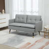 HOMCOM Sofá de 2 Plazas Moderno Sofá de Salón Tapizado en Poliéster con 4 Cojines Reposabrazos y Patas de Acero para Dormitorio Oficina Carga 240 kg 139x68x80 cm Gris - details 1