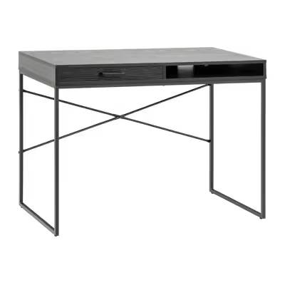 Mesa de oficina Oakland H147, Muebles ES, Con cajones, Negro, 110 x 75 x 45cm - 1