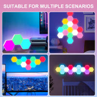 Luz De Noche LED Creativa En Forma De Hexágono Con Control Remoto Para Decoración DIY De Habitación Y Dormitorio Color Variado Y Ajustable - details 0