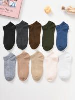 10 Pares De Calcetines Cortos Para Mujer En Colores Sólidos Moda Y Versátiles Suaves Y Cómodos Ligeros Y Transpirables Casual - details 1