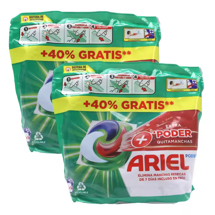 Ariel All-in-One Pack 2 Bolsas de 56 lavados - Detergente en Cápsulas (Total 112 Lavados) | Poder Extra Quitamanchas - 1