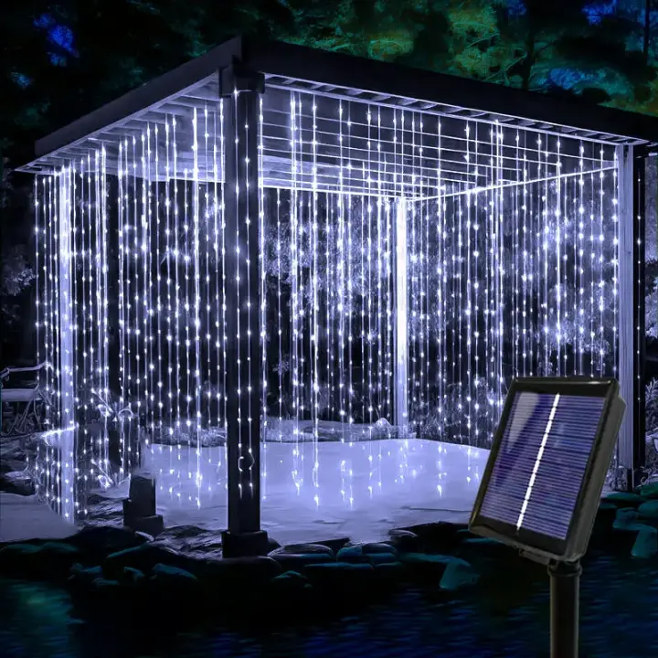 1 Pc Luces Solares Para Cortinas 300/200/100 LEDs Impermeables Para Exteriores E Interiores Decoración De Navidad Y Año Nuevo - 1