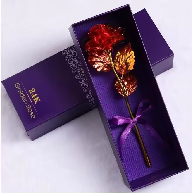 Oro sumergido Rosa 24K chapado en oro rojo rosa-Everlasting largo tallo real Rosa exquisito titular, regalo romántico para el día de San Valentín, mejor para su aniversario y el día de la madre (rojo) - 1