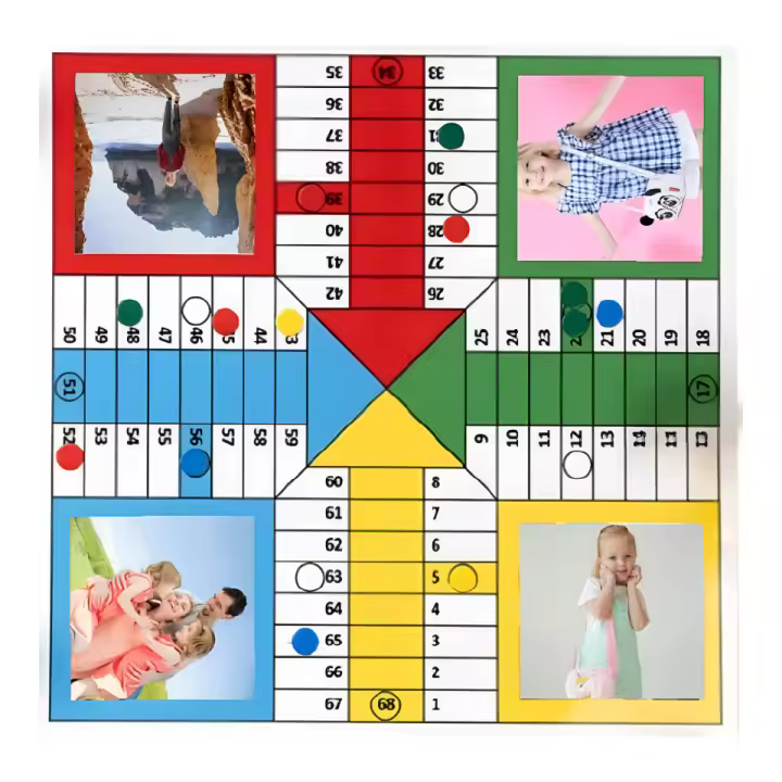 Juego de mesa el Parchís de madera 20x20cm con fotos. - 1