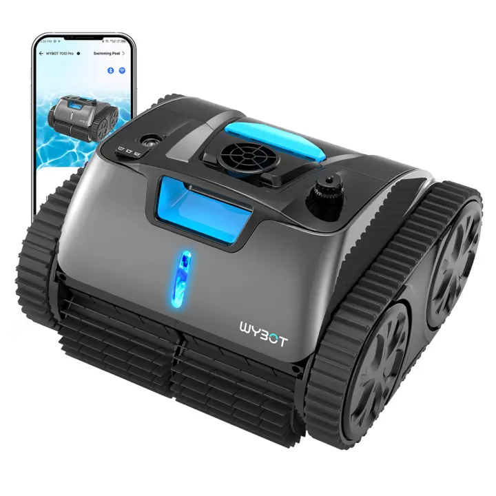 WYBOT C1 MAX Robot de piscina inalámbrico con APP, tiempo de funcionamiento de 180-240 minutos, 3 modos de limpieza, escalada de pared, potencia de succión de 65W, hasta 2152 pies cuadrados de área, gris - 1