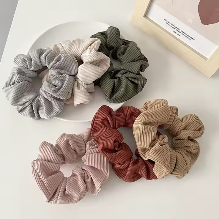 Lote De 6 Scrunchies Para Mujer Y Niñas Microfibra Tejida Estilo Coreano Japonés Moda Scruncies Decorativos Cinta Elástica De Poliéster Para Uso Casual - 1