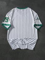 Camiseta De Verano Para Hombre Con Cuello En V Y Estampado Deportiva Corta Retro Béisbol Chic Camiseta Transpirable De Polyester - details 10