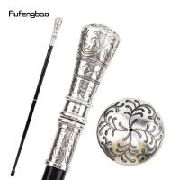 Bastón De Moda Con Flor Blanca Decorativo Elegante Para Caballeros 90cm Punta De Goma Manija De Aleación De Aluminio Y Acero - details 3