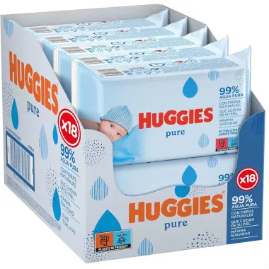 Toallitas Huggies Pure 99% Agua Pack Ahorro 1008 Uds (18x56) – Máxima Pureza y Suavidad Natural - 1