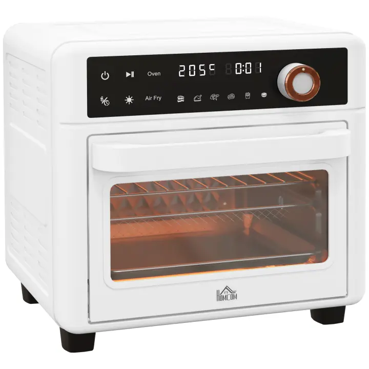 HOMCOM Horno Eléctrico Multifunción de Sobremesa Mini Horno Tostador de 13L 1200W Freidora de Aire con 12 Modos de Calor Temporizador y Temperatura Regulable Blanco - 1