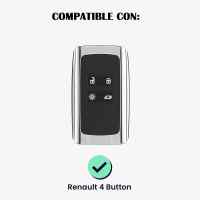 Banner - Funda silicona mando llave del coche 4 botones compatible con Renault y Dacia Azul oscuro negro