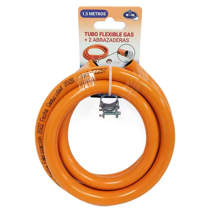 Orework Kit Gas Butano con Manguera Flexible y Abrazaderas - Diámetro 9x15 Mm - 1.5 M - 1