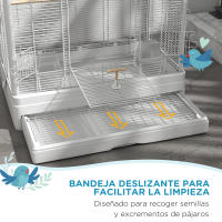 PawHut Jaula para Pájaros 61x36,5x98 cm Pajarera con Puertas Perchas Bandeja Extraíble Cajas de Comidas y Asas Jaula para Ninfas Periquitos Pinzones Canarios - details 0